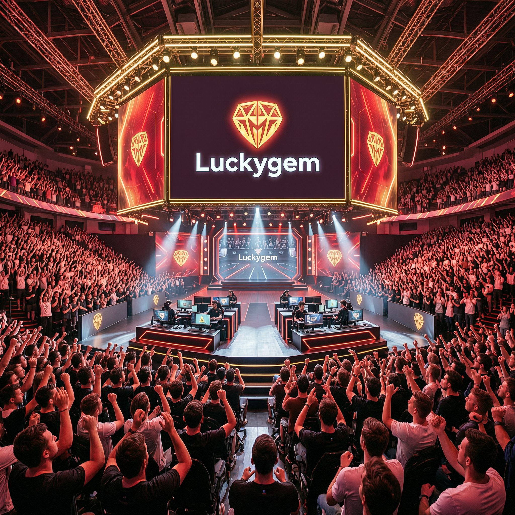 Luckygem esports tournament arena with crowd
